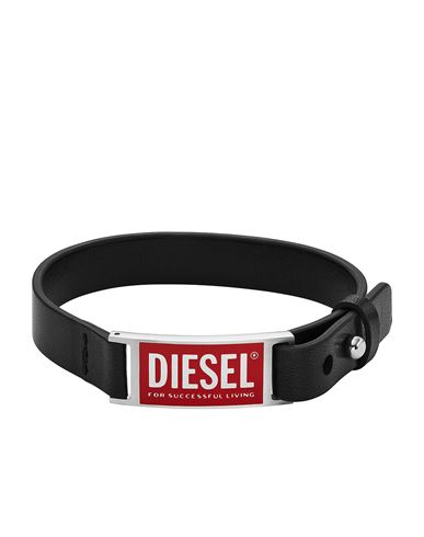 Diesel Dx1370040 Man Bracelet Black Size - Soft Leather, Stainless Steel