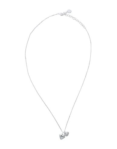 Estella Bartlett Double Heart Necklace - Silver Pave Woman Necklace Silver Size - Brass In White