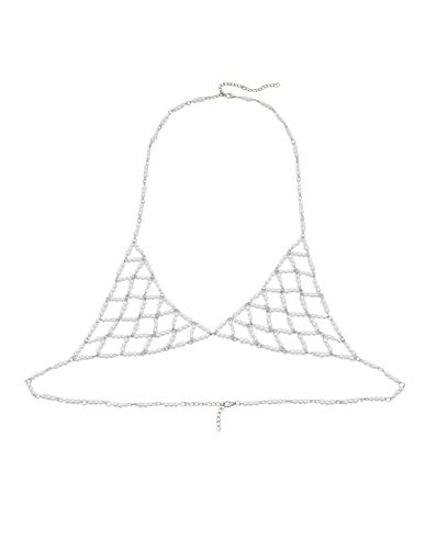 8 By Yoox Beaded Triangle Bra Top Woman Body Jewel White Size - Plastic, Iron