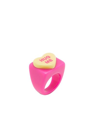 8 By Yoox Resin Heart-shaped Ring Woman Ring Fuchsia Size Onesize Resin In Pink