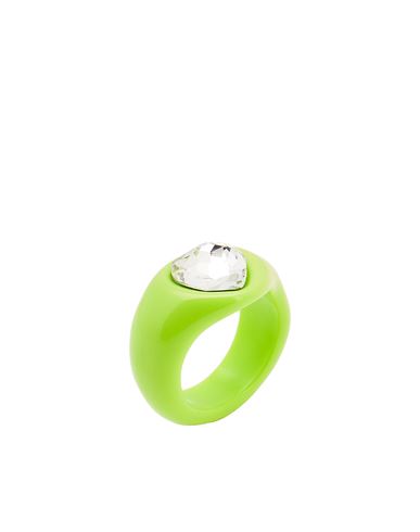 8 By Yoox Resin Heart-shaped Ring Woman Ring Light Green Size 8.5 Resin, Glass