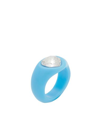 8 By Yoox Resin Heart-shaped Ring Woman Ring Azure Size 8.5 Resin, Glass In Blue