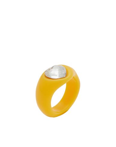 8 By Yoox Resin Heart-shaped Ring Woman Ring Yellow Size 8.5 Resin, Glass