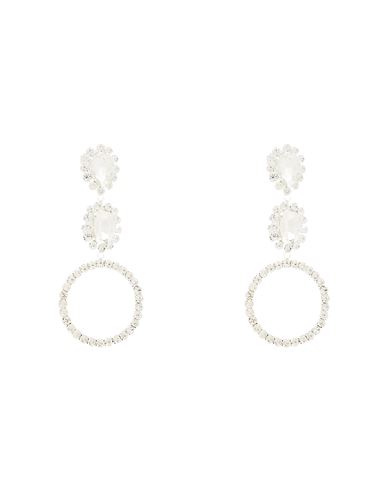 8 By Yoox Rhinestone Drop Hoop Earrings Woman Earrings Silver Size - Metal, Glass