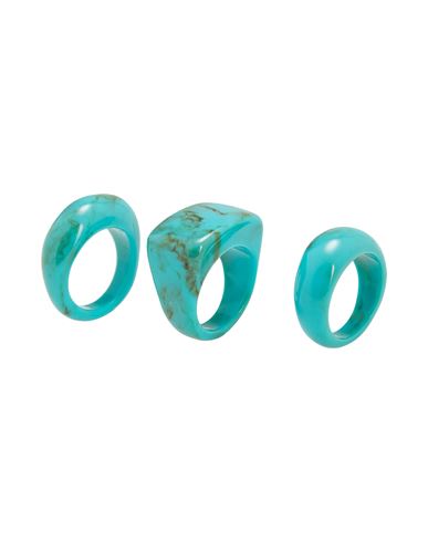 8 By Yoox Resin Ring Set Woman Ring Turquoise Size 7.5 Resin In Blue