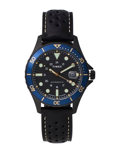 Timex Man Wrist Watch Black Size - Stainless Steel, Soft Leather