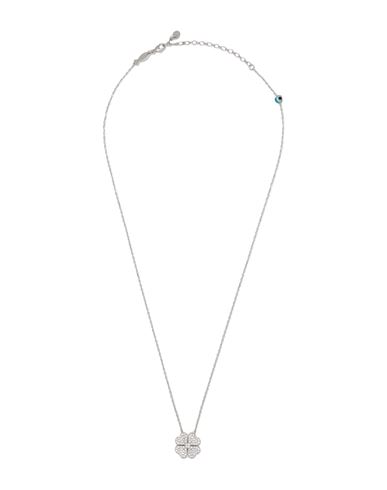 Kurshuni Heart Clover Necklace Woman Necklace Silver Size - 925/1000 Silver, Cubic Zirconia