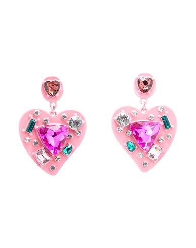 8 By Yoox Heart-shape Embellished Earrings Woman Earrings Pink Size - Metal, Glass