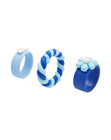 8 By Yoox Ring Set Woman Ring Blue Size Onesize Plastic