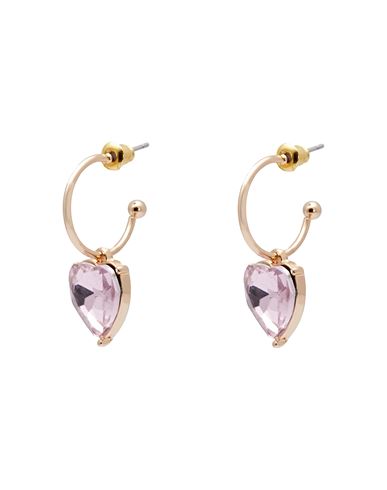 8 By Yoox Heart Drop Hoop Earrings Woman Earrings Pink Size - Metal, Glass