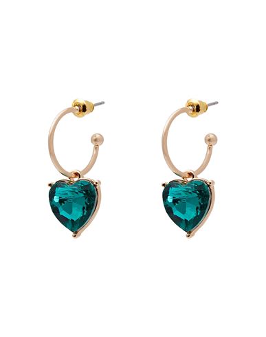 8 By Yoox Heart Drop Hoop Earrings Woman Earrings Emerald Green Size - Metal, Glass