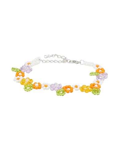 8 By Yoox Floral Beaded Bracelet Woman Bracelet Orange Size - Plastic, Metal