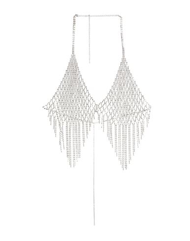 8 By Yoox Rhinestone Chain Bralette Woman Body Jewel Silver Size - Metal, Glass In Metallic