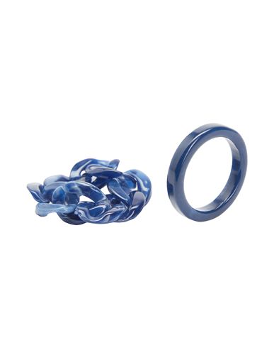 8 By Yoox 2-pack Beaded Ring Set Woman Ring Blue Size Onesize Plastic
