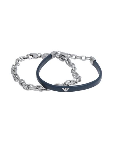 Emporio Armani Man Bracelet Midnight Blue Size - Stainless Steel, Soft Leather