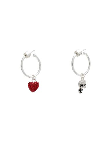 Karl Lagerfeld K/ikonik Pave Heart Earrings Woman Earrings Silver Size - Silver, Brass, Zirconia