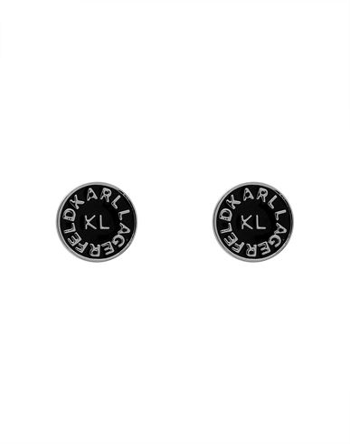 Karl Lagerfeld K/circle Logo Fun Studs Woman Earrings Black Size - Brass, Enamel