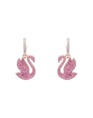 Shop Swarovski Iconic Swan Drop Earrings, Swan, Pink, Rose Gold-tone Plated Woman Earrings Pink