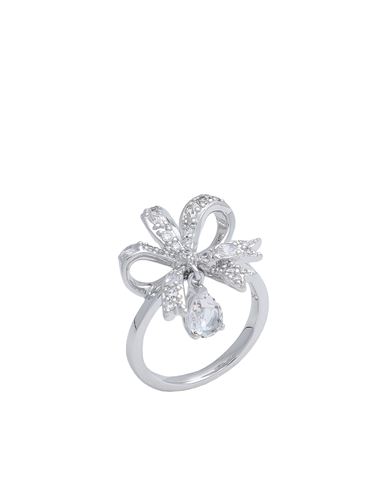 Swarovski Volta Cocktail Ring, Bow, Small, White, Rhodium Plated Woman Ring Silver Size 8.5 Metal, S