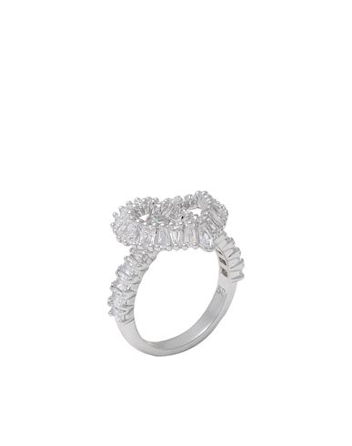 Swarovski Matrix Cocktail Ring, Mixed Cuts, Heart, White, Rhodium Plated Woman Ring Silver Size 7.25