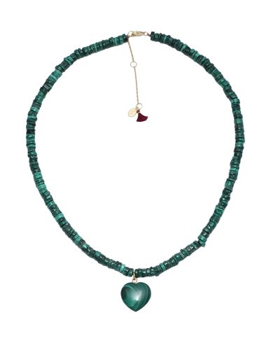 Shop Shashi Verte Necklace Woman Necklace Emerald Green Size - 925/1000 Silver, 585/1000 Gold Plated, Mal