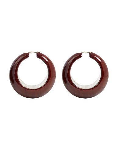 Jil Sander Woman Earrings Brown Size - Metal, Wood