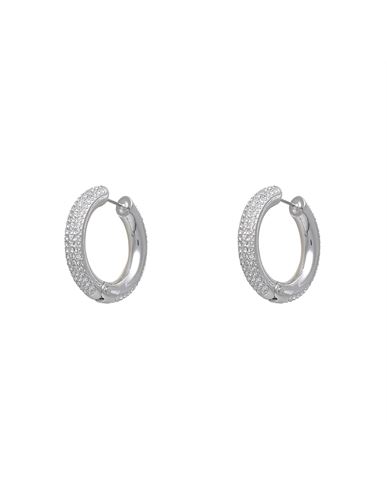 Swarovski Dextera Hoop Earrings, Pavé, White, Rhodium Plated Woman Earrings Silver Size - Metal, Cry