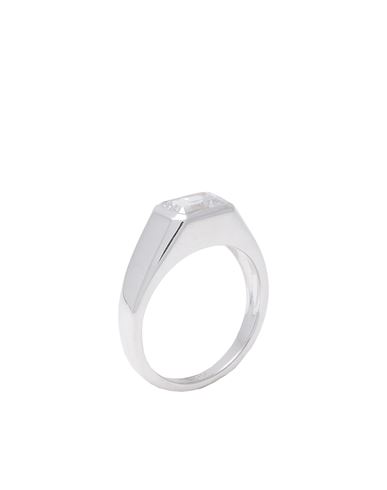 P D Paola Octagon Shimmer Stamp Silver Ring Woman Ring Silver Size 6.5 925/1000 Silver, Zirconia