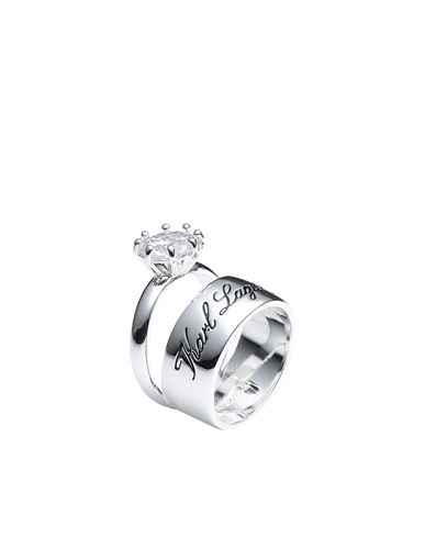 Karl Lagerfeld Hotel Karl Double Ring Woman Ring Silver Size M Brass, Glass