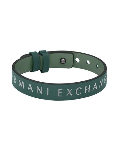 Armani Exchange Man Bracelet Green Size - Soft Leather, Steel Alloy