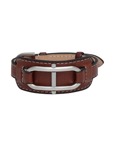 Fossil Heritage Man Bracelet Brown Size - Soft Leather In Silver