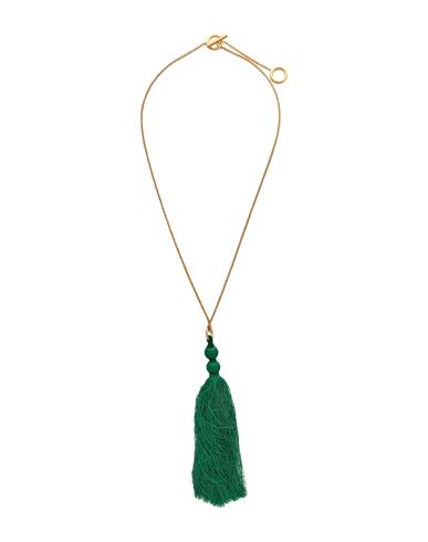 Jil Sander Woman Necklace Green Size - Metal, Textile Fibers