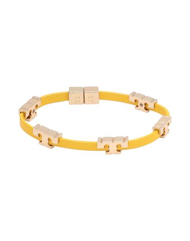 Tory Burch Woman Bracelet Yellow Size M/l Soft Leather, Metal