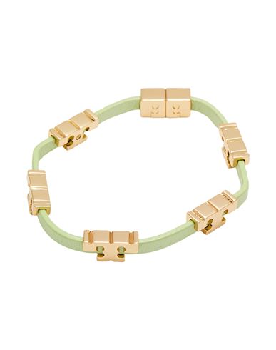 Tory Burch Woman Bracelet Light Green Size M/l Soft Leather, Metal In Green