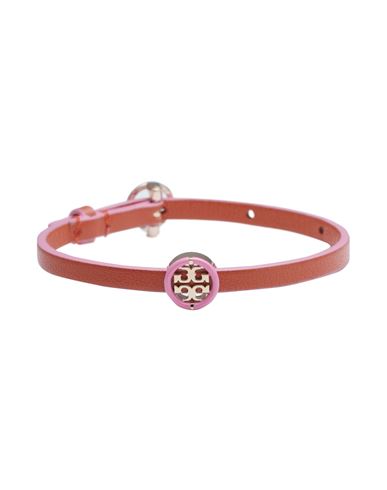 Tory Burch Woman Bracelet Tan Size - Soft Leather, Metal In Brown