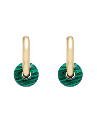 8 By Yoox Golden Hoops With Round Stone Pendant Woman Earrings Green Size - Stainless Steel, Hardsto