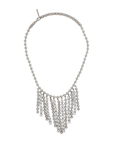 Alessandra Rich Embellished Fringed Necklace In Silver