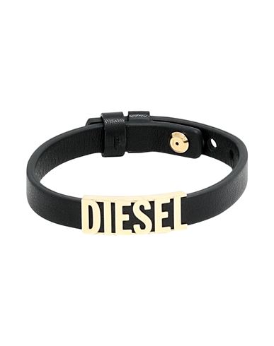 Diesel Man Bracelet Black Size - Soft Leather, Stainless Steel