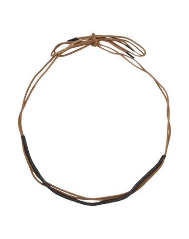 Brunello Cucinelli Woman Necklace Khaki Size - Soft Leather, Metal In Beige
