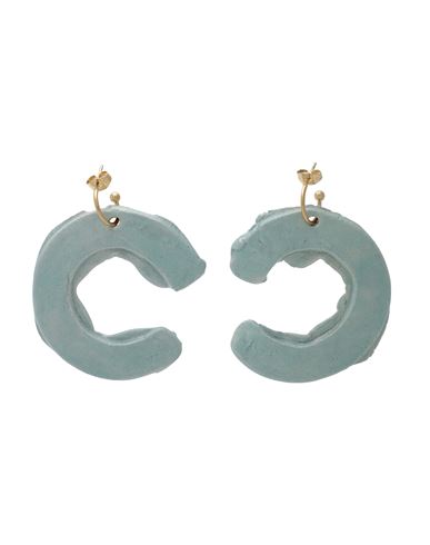 Levens Jewels C Hoops Blue Woman Earrings Light Green Size - Clay, Brass, Enamel