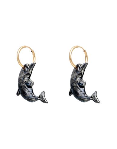 Levens Jewels Dolphin Hoops Black Woman Earrings Steel Grey Size - Clay, Brass, Enamel