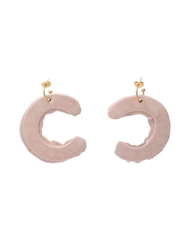 Levens Jewels C Hoops Pink Woman Earrings Blush Size - Clay, Brass, Enamel