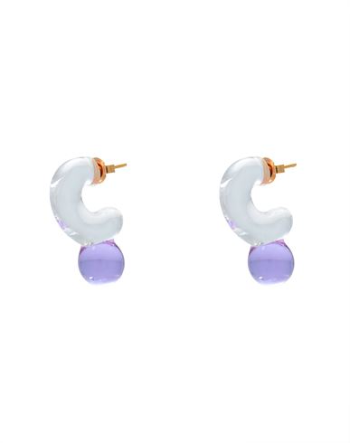 Levens Jewels Drop Mini Hoops Woman Earrings Lilac Size - Borosilicate Glass, Brass In Purple
