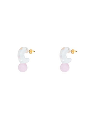 Levens Jewels Drop Mini Hoops Woman Earrings Light Pink Size - Borosilicate Glass, Brass