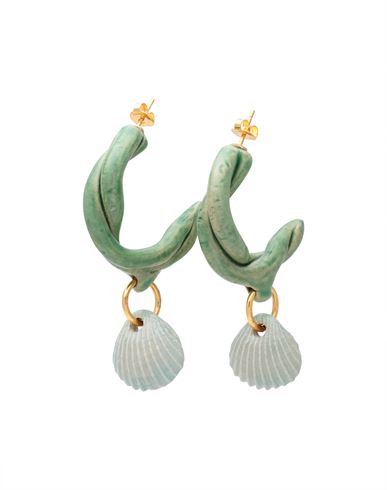 Levens Jewels Petxina Hoops Green Woman Earrings Sage Green Size - Clay, Brass, Enamel