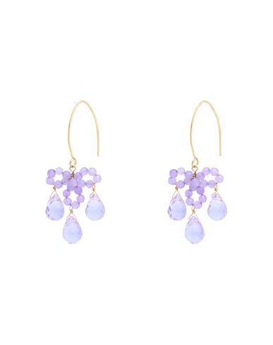 Taolei Woman Earrings Lilac Size - 750/1000 Gold Plated, Synthetic Stone In Purple