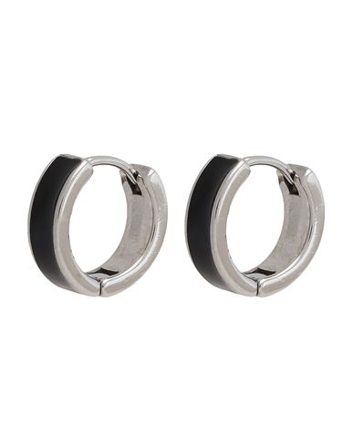 8 By Yoox Small Hoops With Painted Front Man Earrings Black Size - Steel, Oil Paint