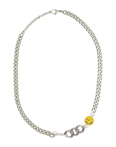 8 By Yoox Smile And Embellishments Chain Necklace Man Necklace Silver Size - Steel, Resin