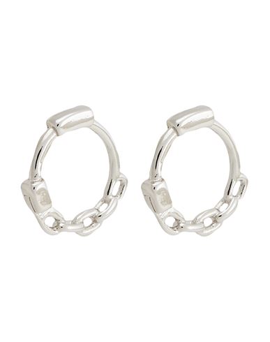 8 By Yoox Piercing Chain Small Hoops Man Earrings Silver Size - Metal Alloy