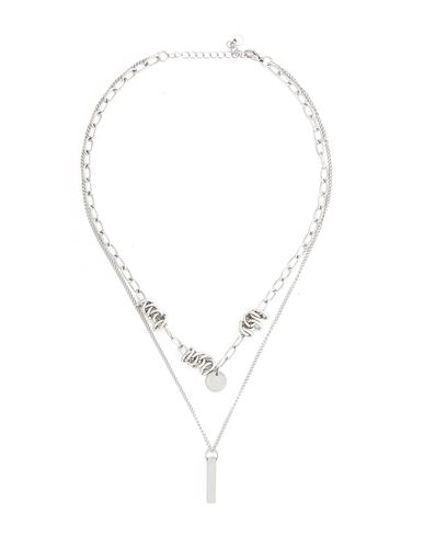 8 By Yoox Double Necklace With Metallic Knots And Bar Man Necklace Silver Size - Steel